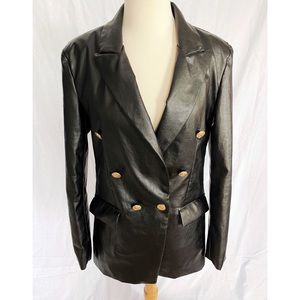 Faux Leather Blazer (Long)